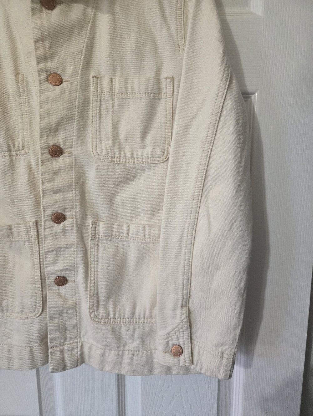 Everlane Denim "Chore Jacket" In Bone, XS - Picture 7 of 15